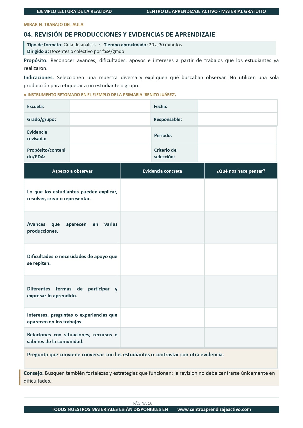 Ejemplo LECTURA DE LA REALIDAD con Formatos en pdf