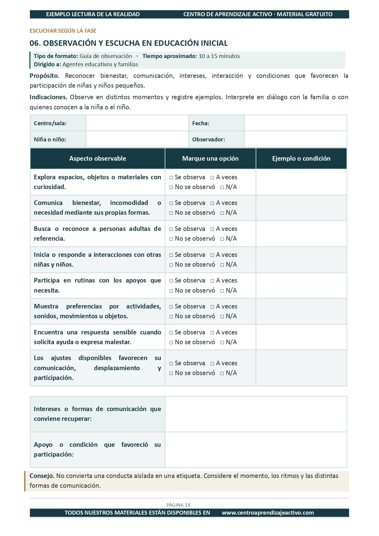 Ejemplo LECTURA DE LA REALIDAD con Formatos en pdf