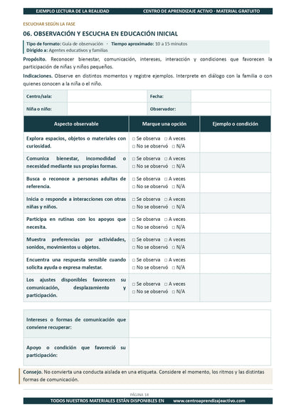 Ejemplo LECTURA DE LA REALIDAD con Formatos en pdf