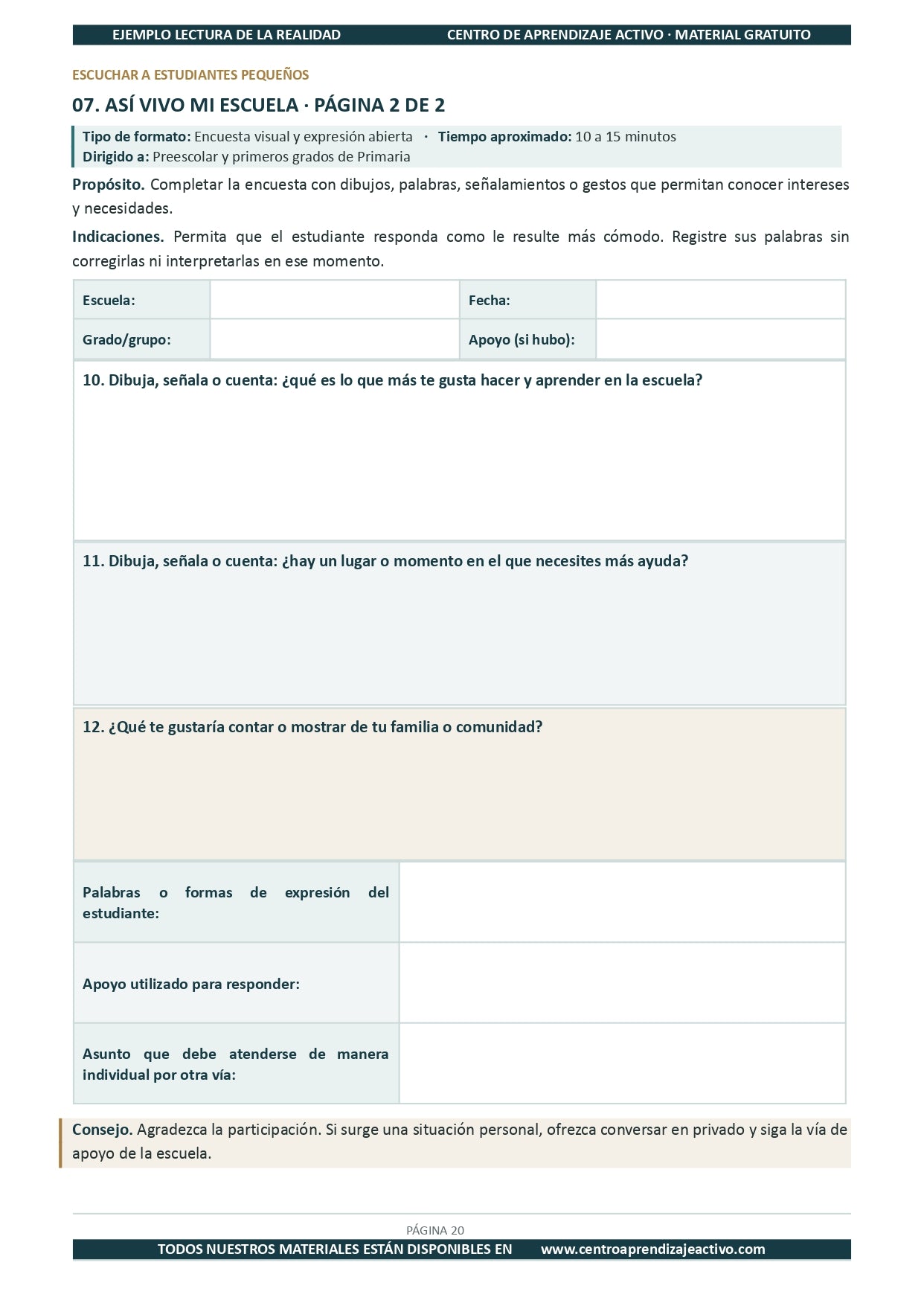 Ejemplo LECTURA DE LA REALIDAD con Formatos en pdf