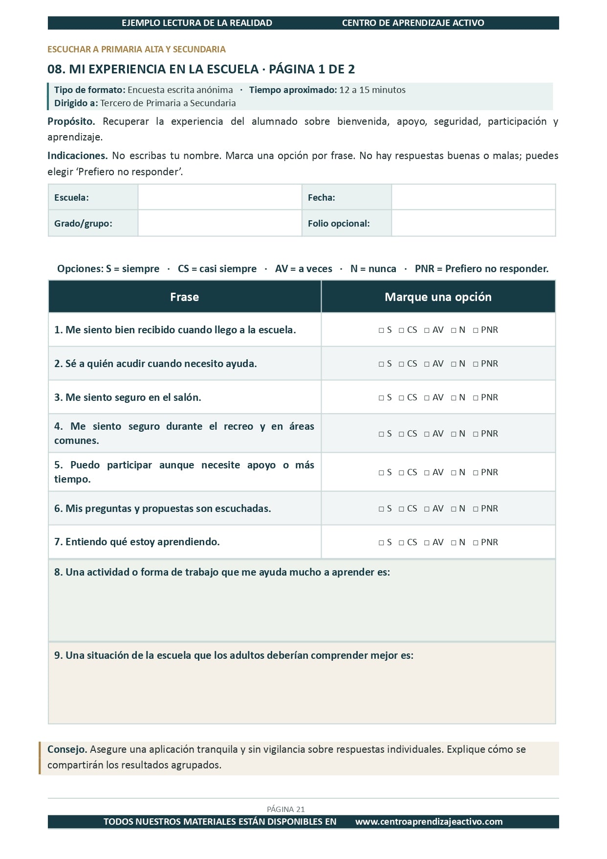 Ejemplo LECTURA DE LA REALIDAD con Formatos Editable en word (🎁De regalo en el Paquete del Tema 1 y 2)