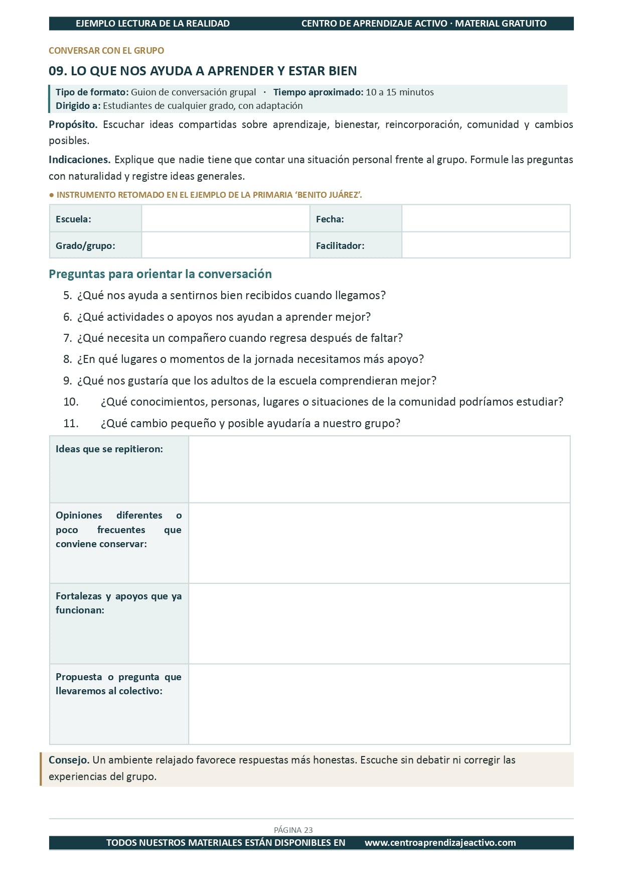 Ejemplo LECTURA DE LA REALIDAD con Formatos en pdf