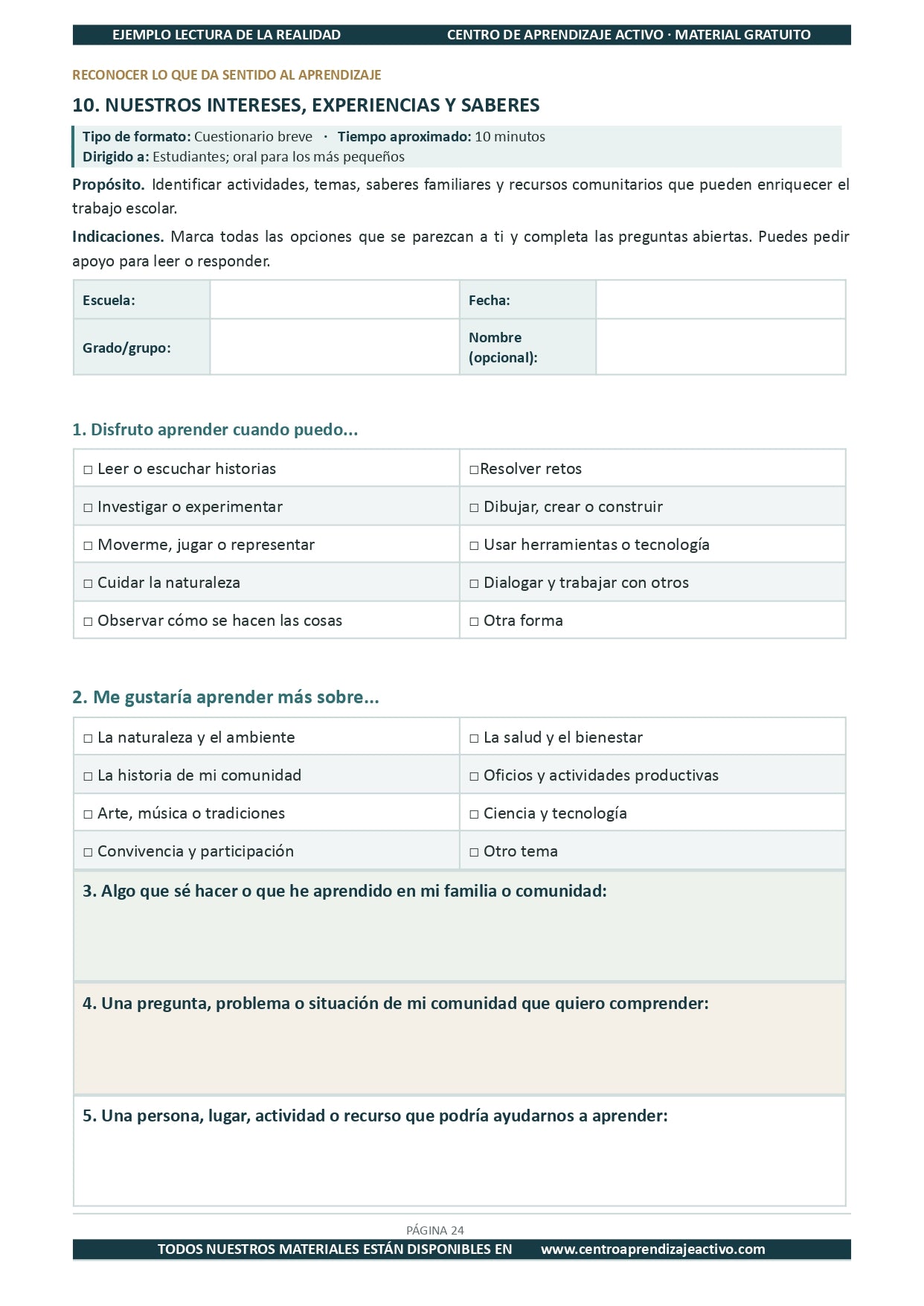 Ejemplo LECTURA DE LA REALIDAD con Formatos en pdf