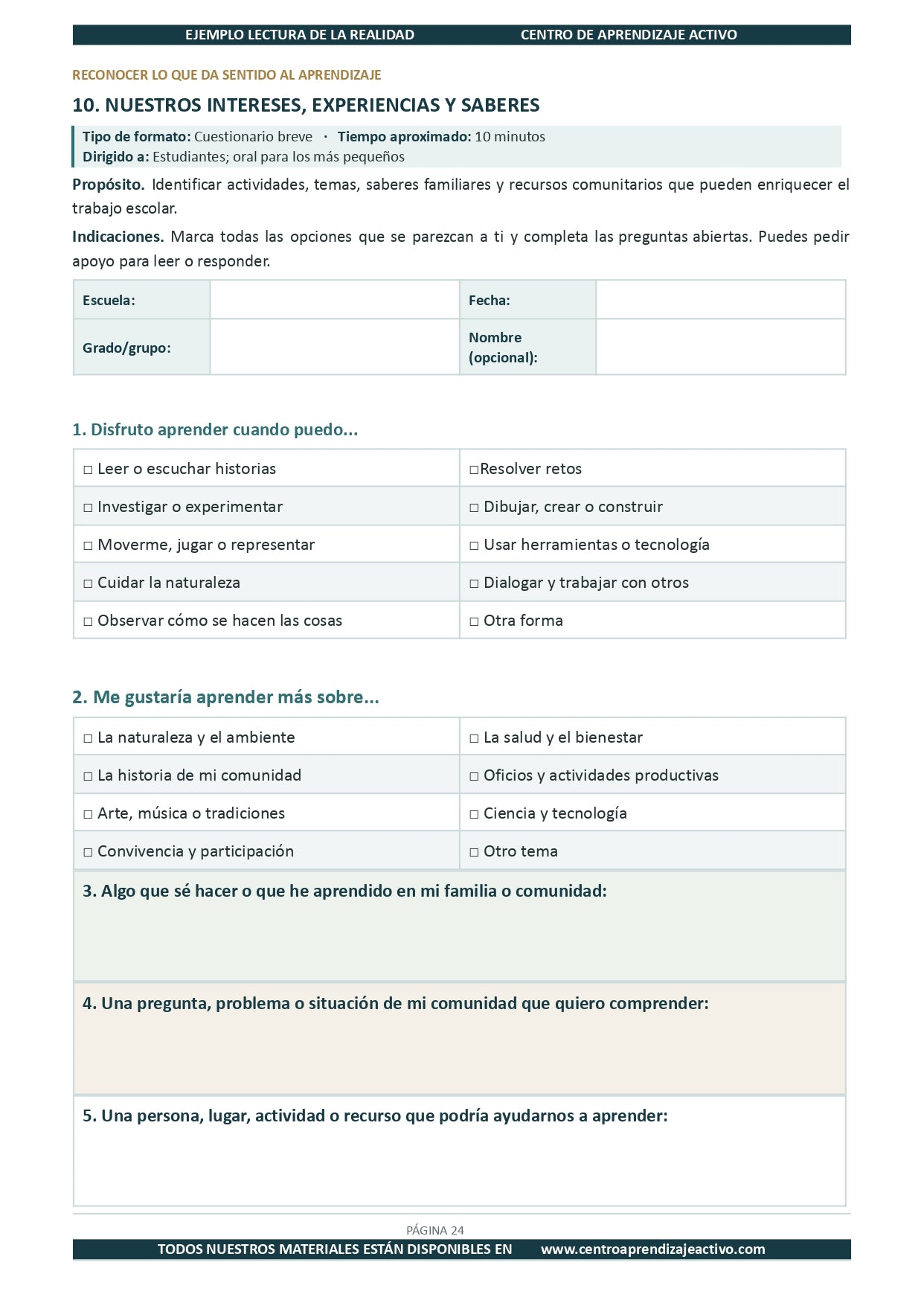 Ejemplo LECTURA DE LA REALIDAD con Formatos Editable en word (🎁De regalo en el Paquete del Tema 1 y 2)
