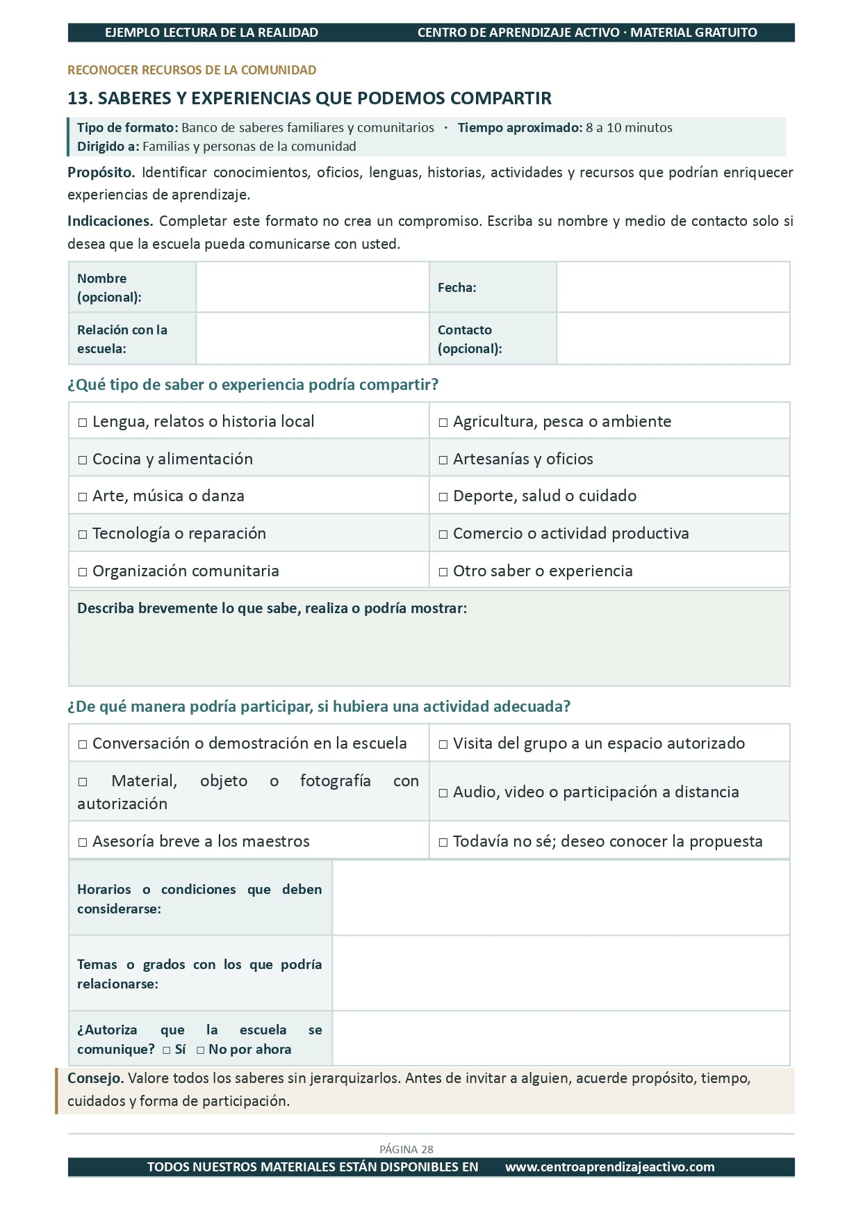 Ejemplo LECTURA DE LA REALIDAD con Formatos en pdf