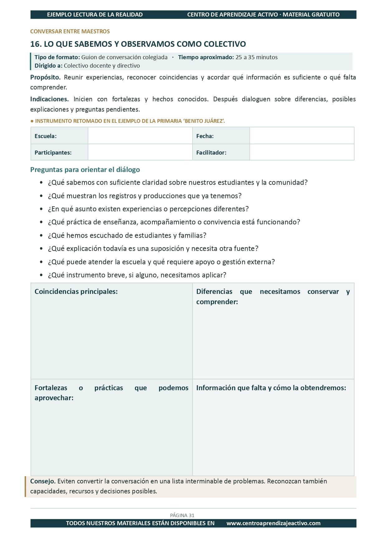Ejemplo LECTURA DE LA REALIDAD con Formatos en pdf
