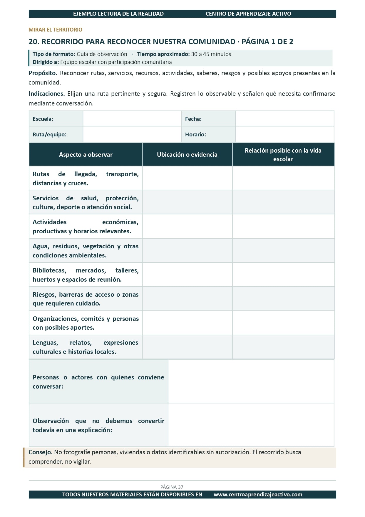 Ejemplo LECTURA DE LA REALIDAD con Formatos Editable en word (🎁De regalo en el Paquete del Tema 1 y 2)