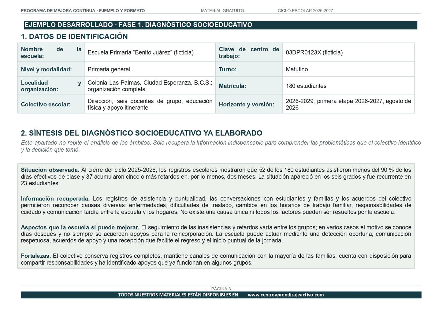Ejemplo PROGRAMA DE MEJORA CONTINUA con FORMATOS en PDF