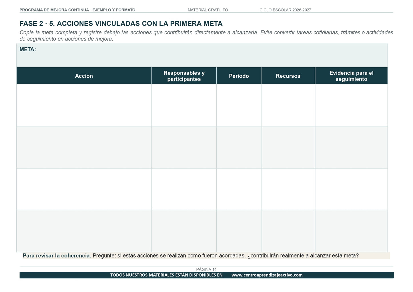 Ejemplo PROGRAMA DE MEJORA CONTINUA con FORMATOS en PDF