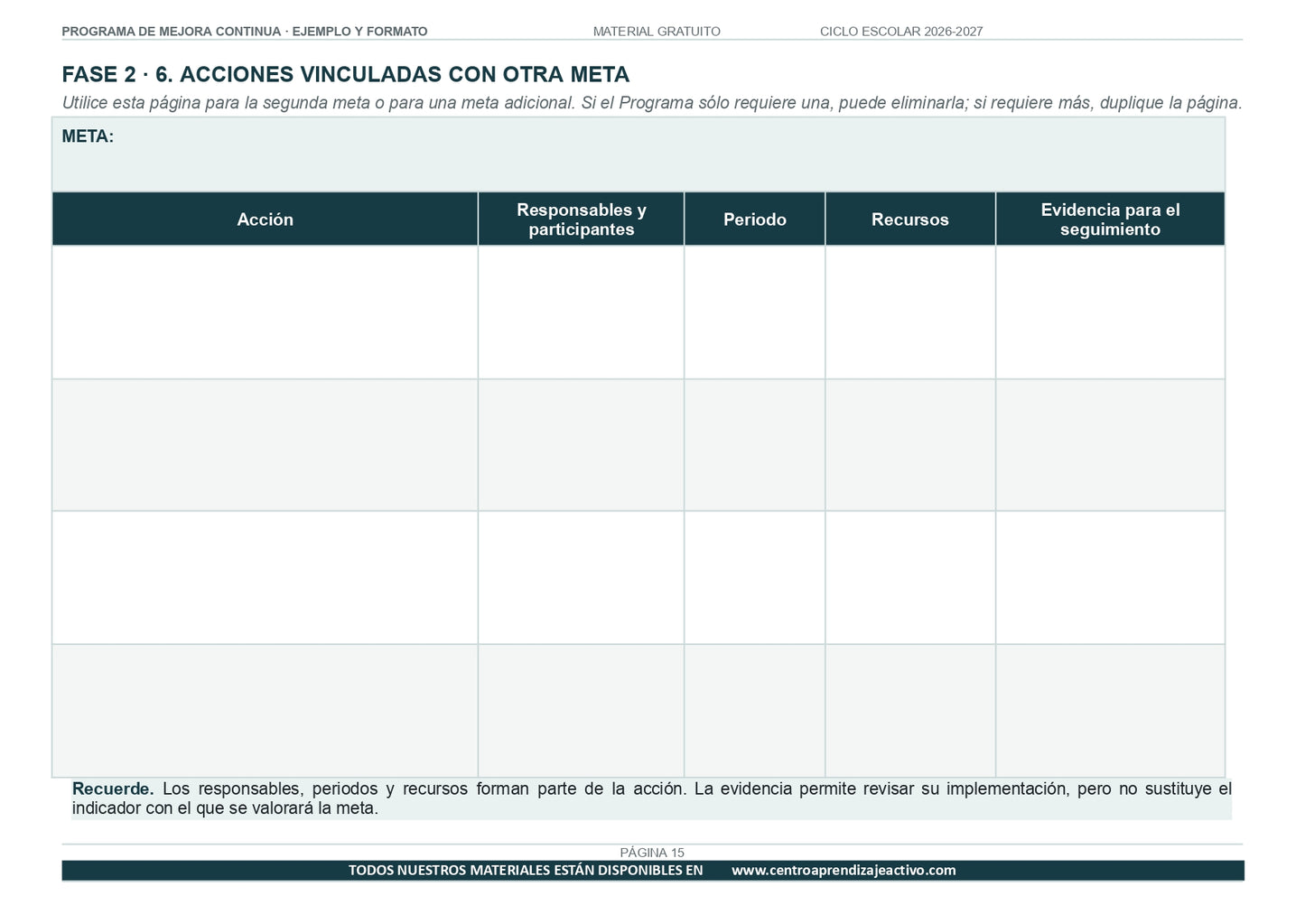 Ejemplo PROGRAMA DE MEJORA CONTINUA con FORMATOS en PDF