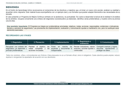 Ejemplo PROGRAMA DE MEJORA CONTINUA con FORMATOS Editable en word (🎁De regalo en el Paquete del Tema 3 y 4)