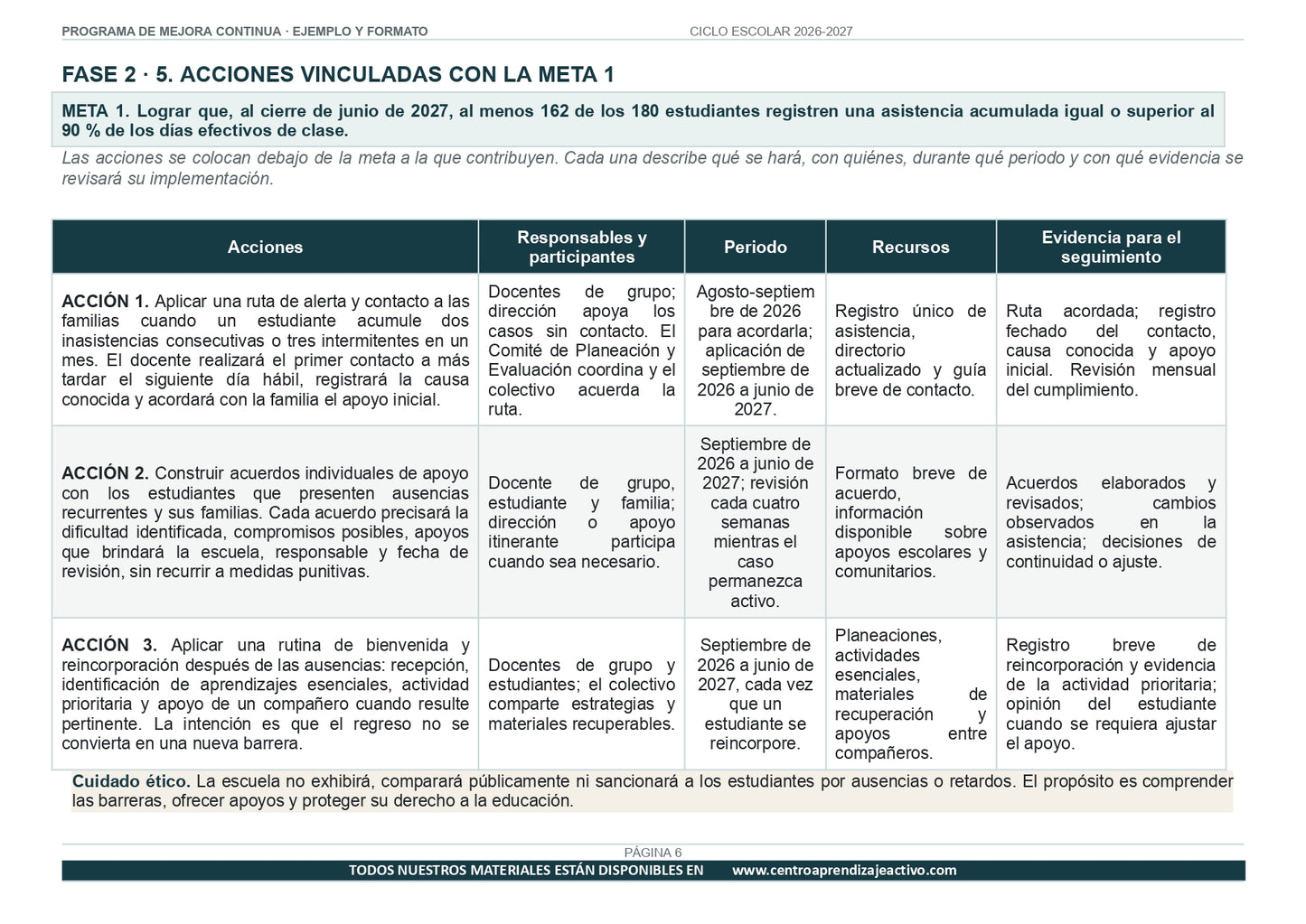 Ejemplo PROGRAMA DE MEJORA CONTINUA con FORMATOS Editable en word (🎁De regalo en el Paquete del Tema 3 y 4)