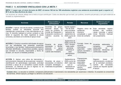Ejemplo PROGRAMA DE MEJORA CONTINUA con FORMATOS Editable en word (🎁De regalo en el Paquete del Tema 3 y 4)