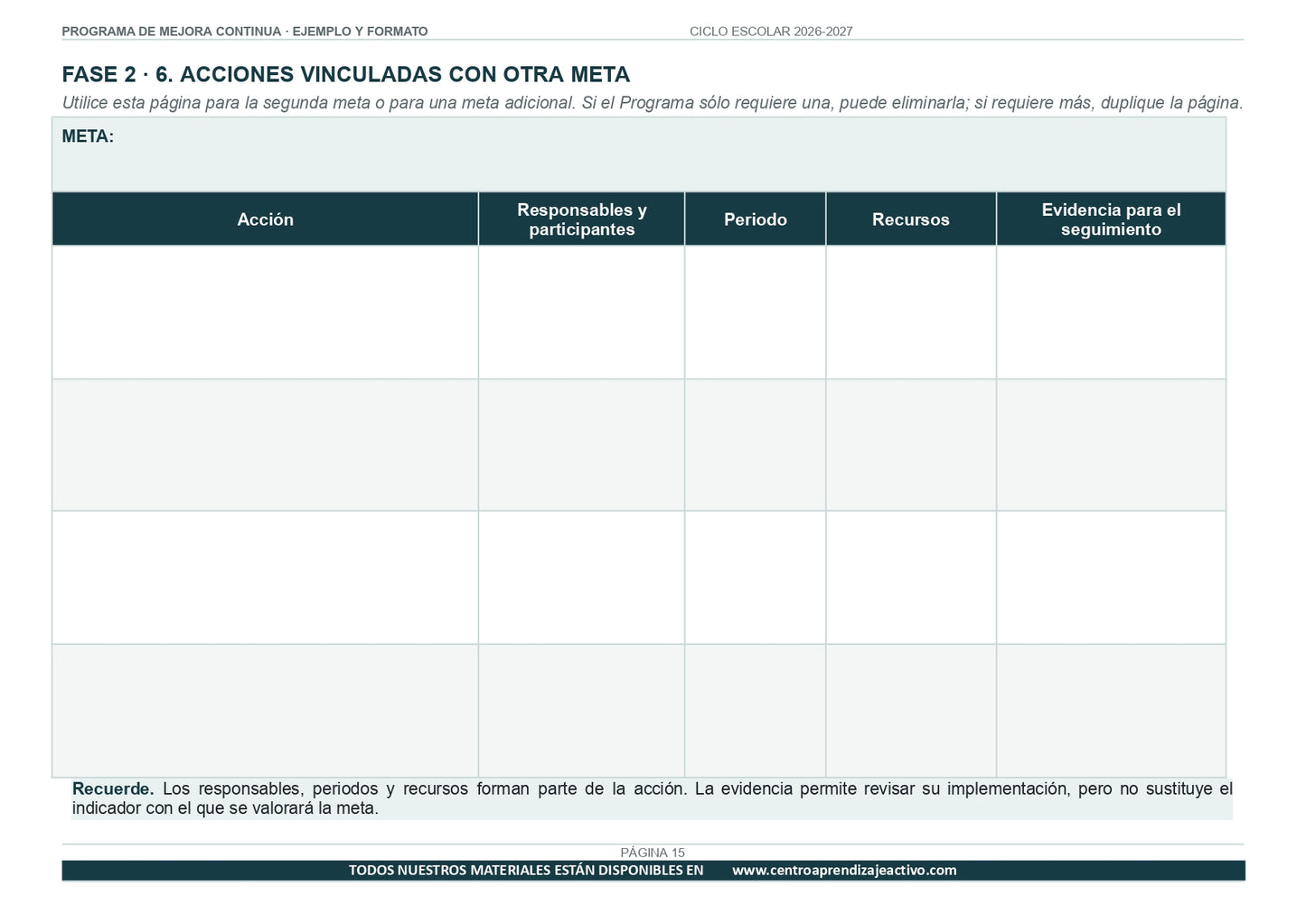 Ejemplo PROGRAMA DE MEJORA CONTINUA con FORMATOS Editable en word (🎁De regalo en el Paquete del Tema 3 y 4)