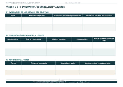Ejemplo PROGRAMA DE MEJORA CONTINUA con FORMATOS Editable en word (🎁De regalo en el Paquete del Tema 3 y 4)