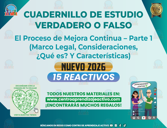 CUADERNILLO DE ESTUDIO VERDADERO O FALSO - El Proceso de Mejora Continua – Parte 1 (Marco Legal, Consideraciones, ¿Qué es? Y Características) en PDF