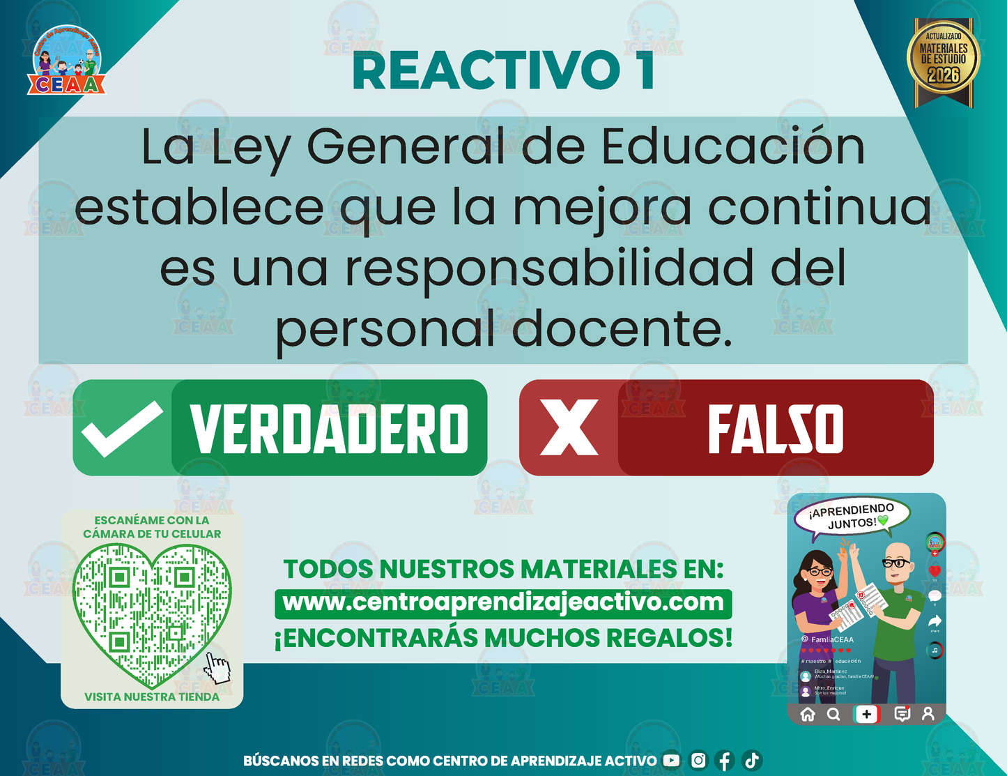 CUADERNILLO DE ESTUDIO VERDADERO O FALSO - El Proceso de Mejora Continua – Parte 1 (Marco Legal, Consideraciones, ¿Qué es? Y Características) en PDF