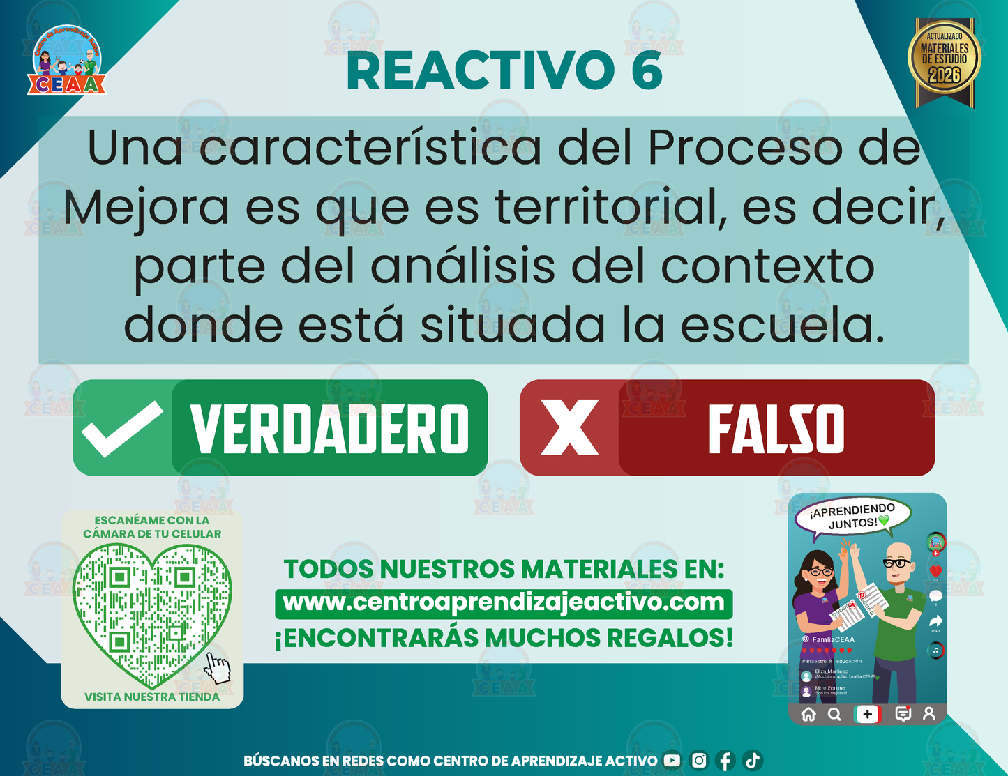 CUADERNILLO DE ESTUDIO VERDADERO O FALSO - El Proceso de Mejora Continua – Parte 1 (Marco Legal, Consideraciones, ¿Qué es? Y Características) en PDF