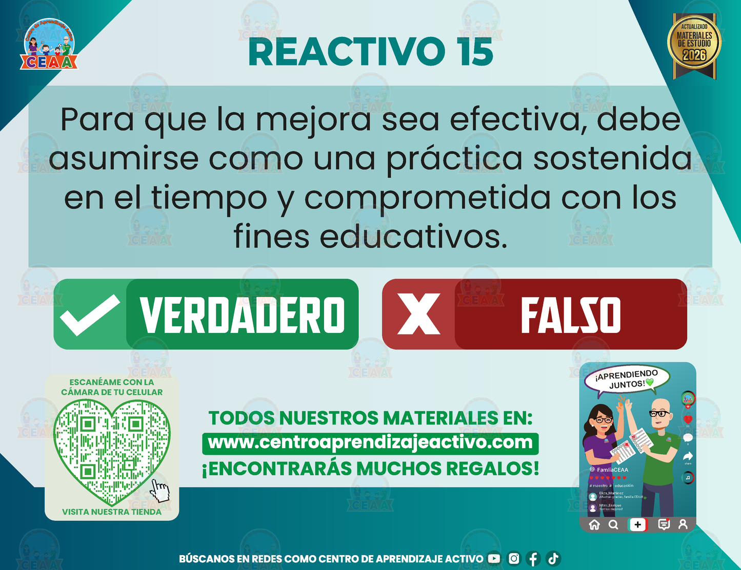 CUADERNILLO DE ESTUDIO VERDADERO O FALSO - El Proceso de Mejora Continua – Parte 1 (Marco Legal, Consideraciones, ¿Qué es? Y Características) en PDF