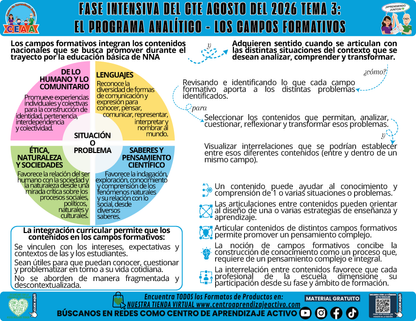 Infografía CTE Fase Intensiva: TEMA 3: EL PROGRAMA ANALÍTICO - LOS CAMPOS FORMATIVOS en PDF