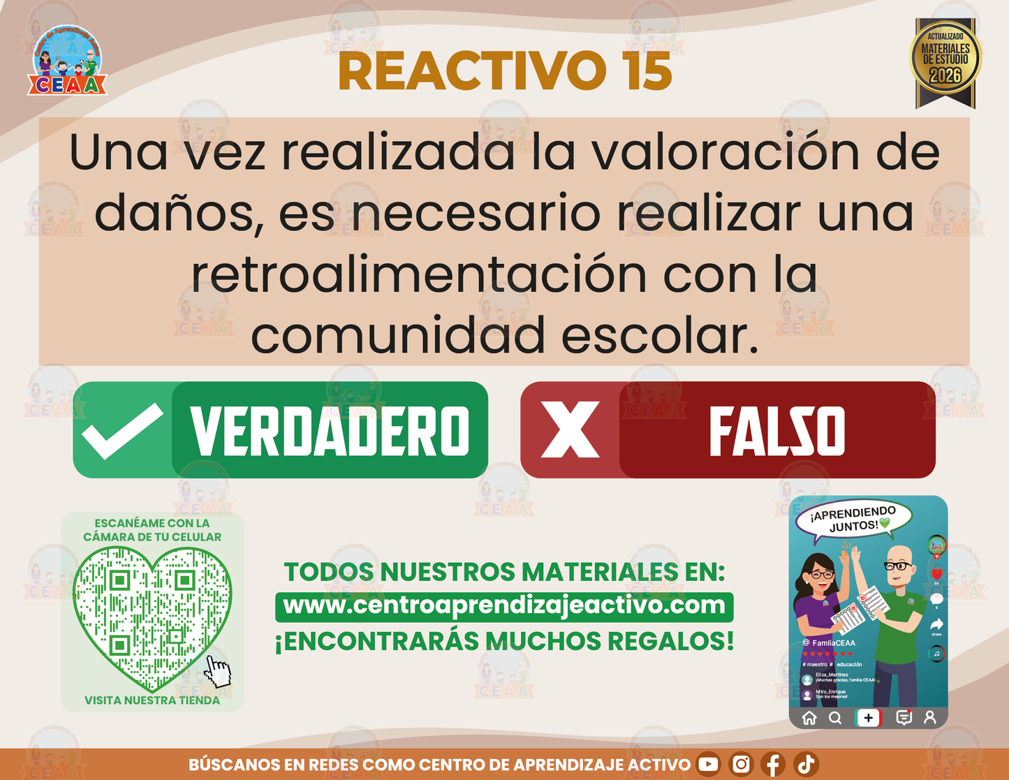 Cuadernillo de Estudio - El Programa Escolar de Protección Civil - Verdadero o Falso en PDF