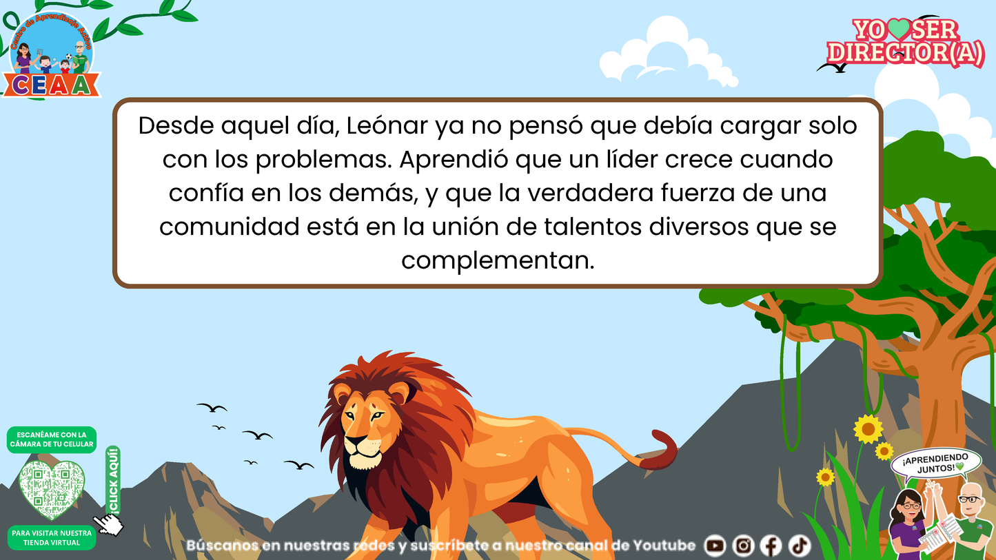 Historias para Directores - El León que Aprendió a Confiar (Editable en PowerPoint)