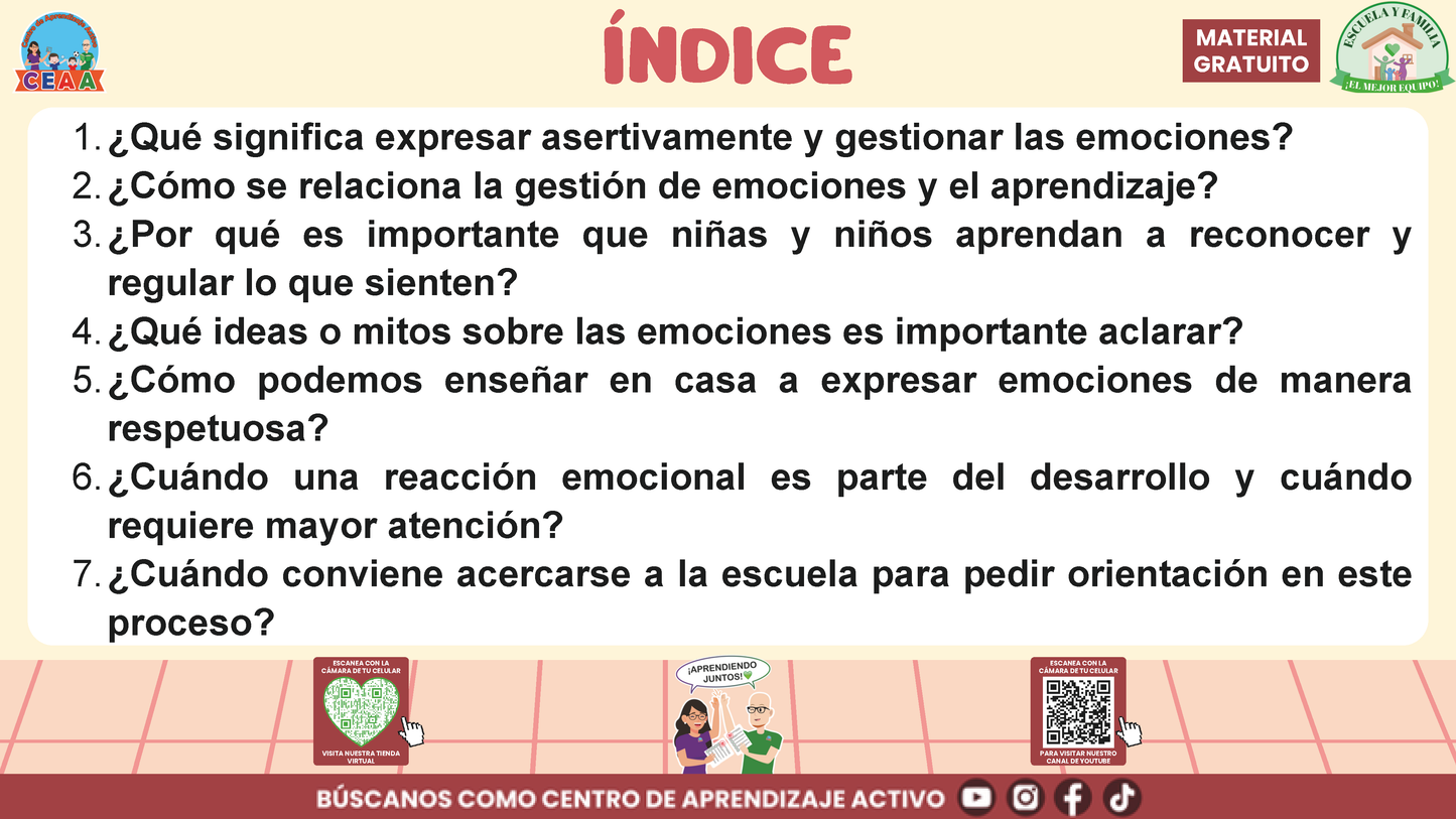ESCUELA Y FAMILIA: ¿Cómo enseñar a nuestras hijas e hijos a expresar asertivamente y gestionar sus emociones? En PDF