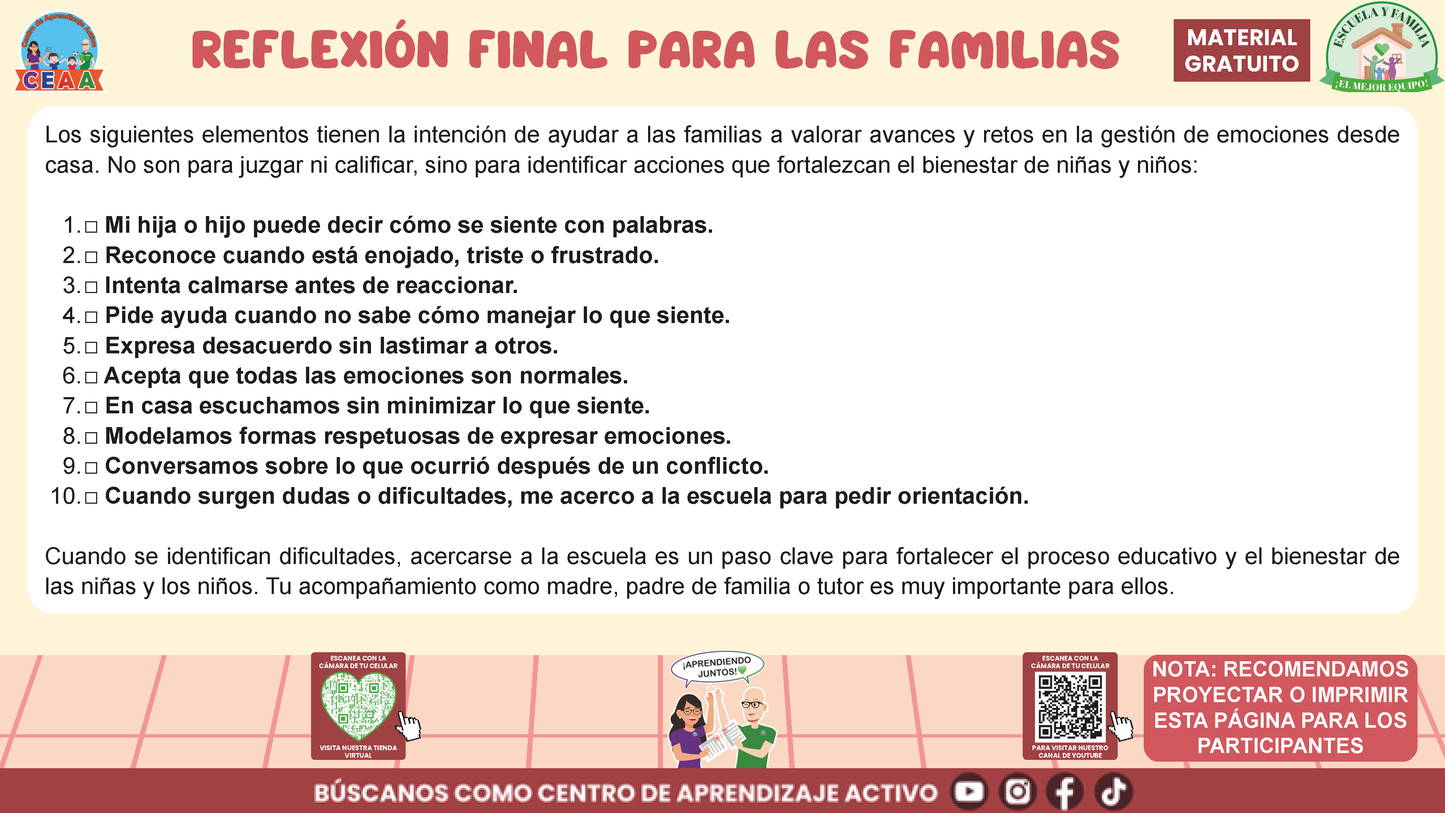 ESCUELA Y FAMILIA: ¿Cómo enseñar a nuestras hijas e hijos a expresar asertivamente y gestionar sus emociones? En PDF