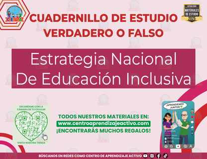 Cuadernillo de Estudio - Estrategia Nacional De Educación Inclusiva - Verdadero o Falso