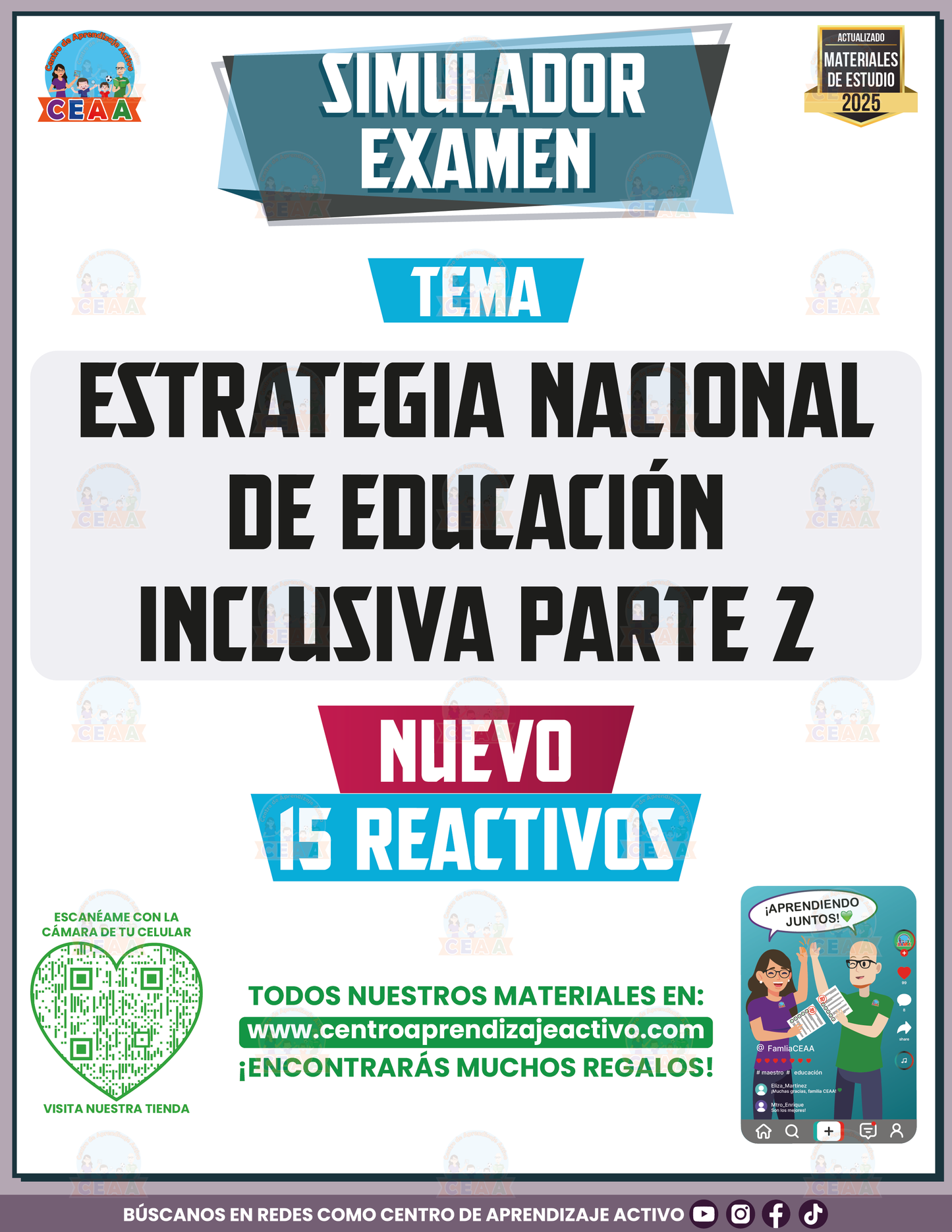 Simulador de examen Estrategia Nacional de Educación Inclusiva Parte 2 en PDF