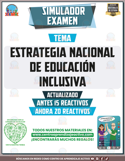 Simulador de examen Estrategia Nacional de Educación Inclusiva en PDF