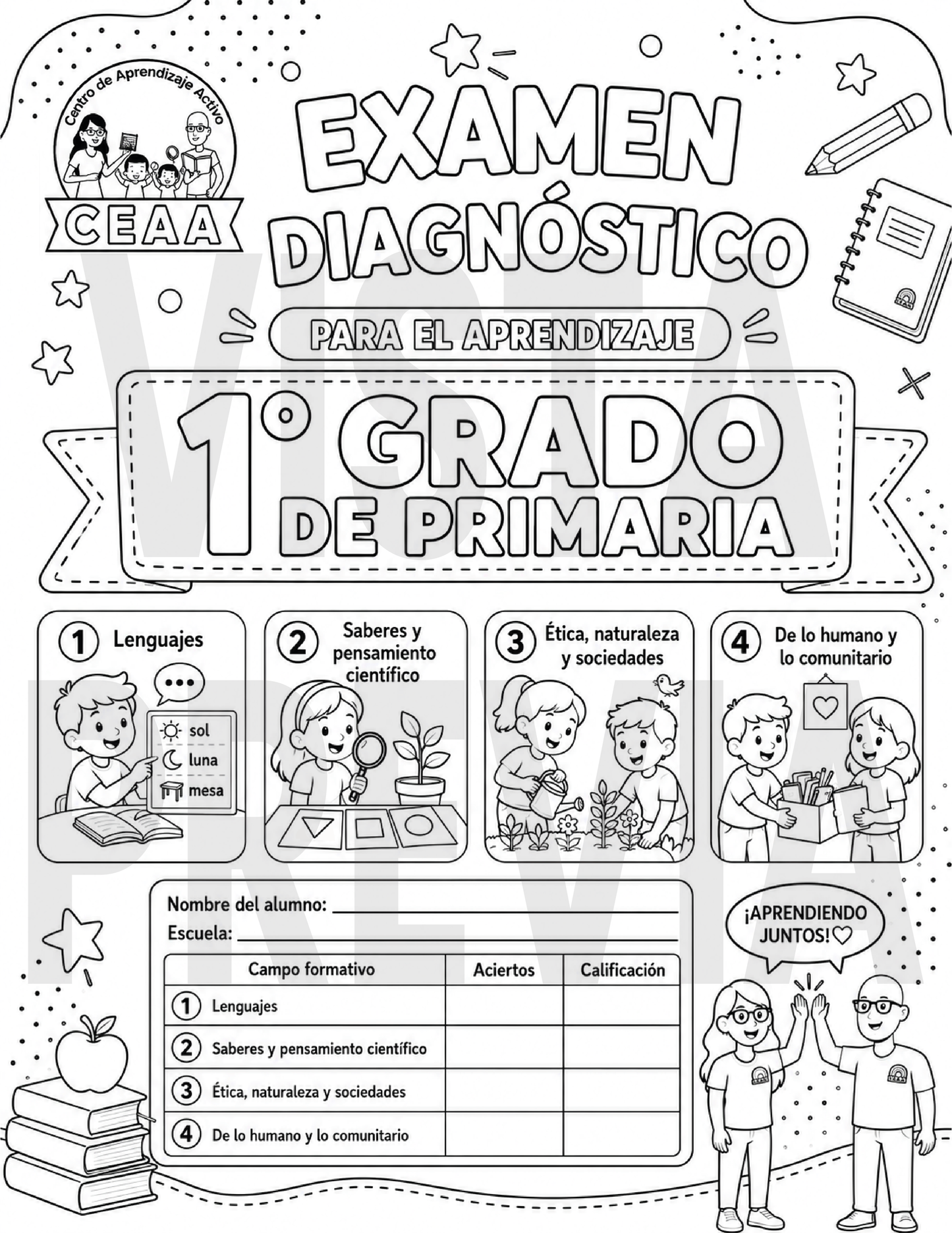 Examen Diagnóstico 1° Grado de Primaria en PDF