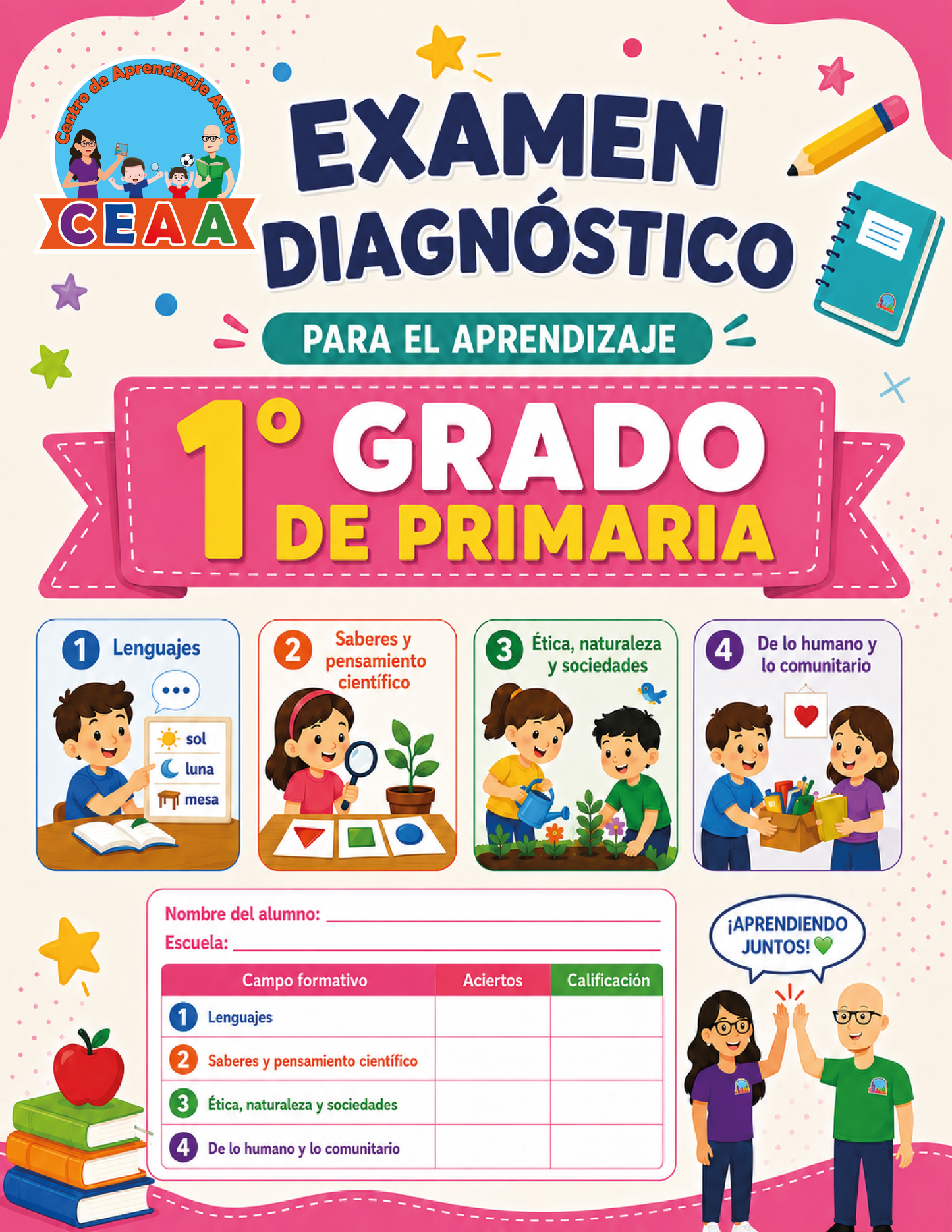 Examen Diagnóstico 1° Grado de Primaria en PDF