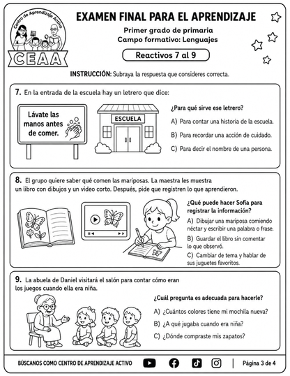 Evaluación Final - Primer Grado de Primaria en PDF