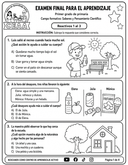Evaluación Final - Primer Grado de Primaria en PDF