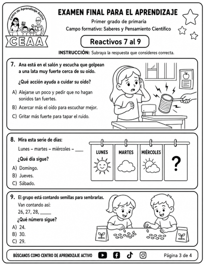 Evaluación Final - Primer Grado de Primaria en PDF