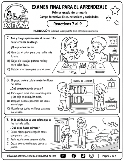Evaluación Final - Primer Grado de Primaria en PDF
