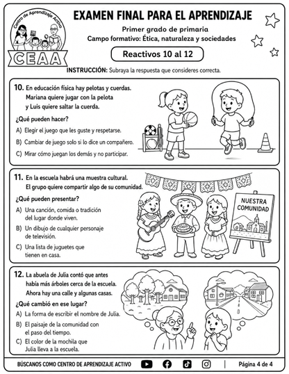 Evaluación Final - Primer Grado de Primaria en PDF