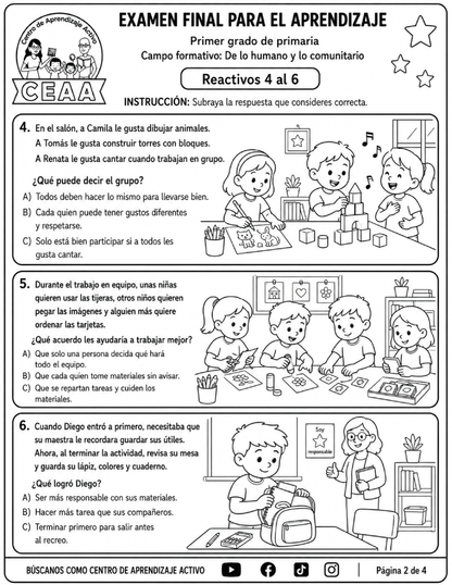 Evaluación Final - Primer Grado de Primaria en PDF