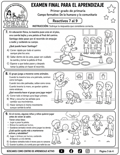 Evaluación Final - Primer Grado de Primaria en PDF