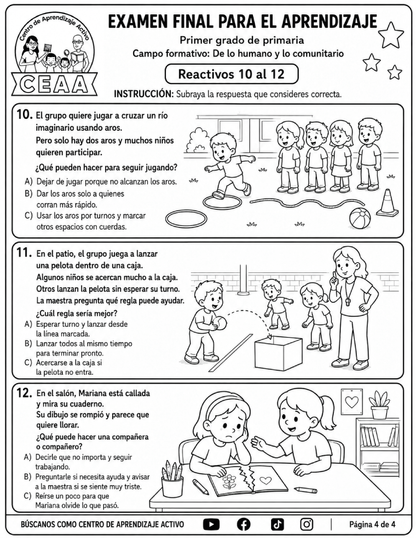 Evaluación Final - Primer Grado de Primaria en PDF