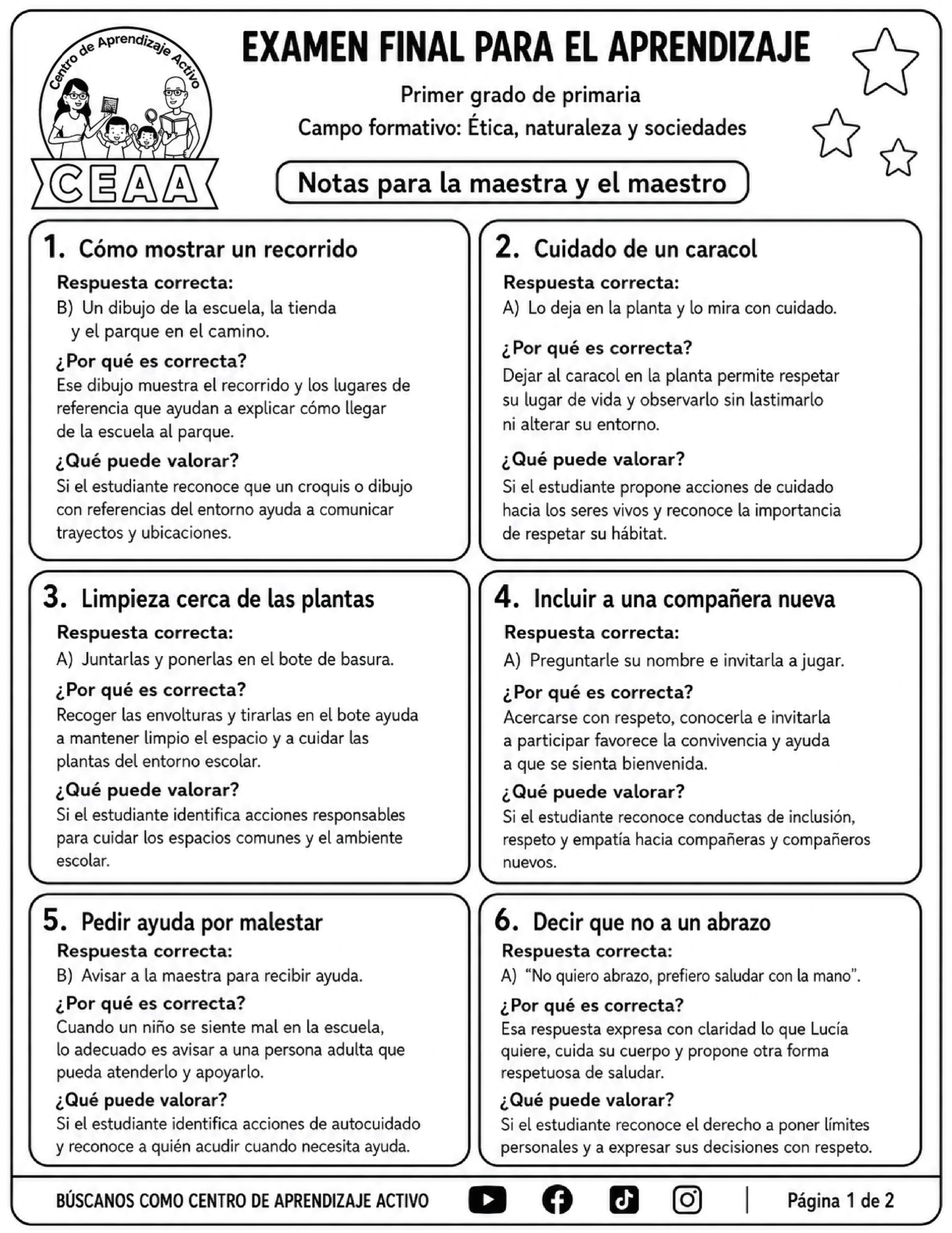 Evaluación Final - Primer Grado de Primaria en PDF