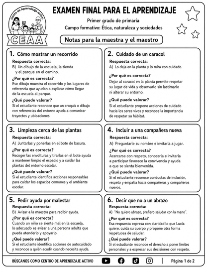 Evaluación Final - Primer Grado de Primaria en PDF