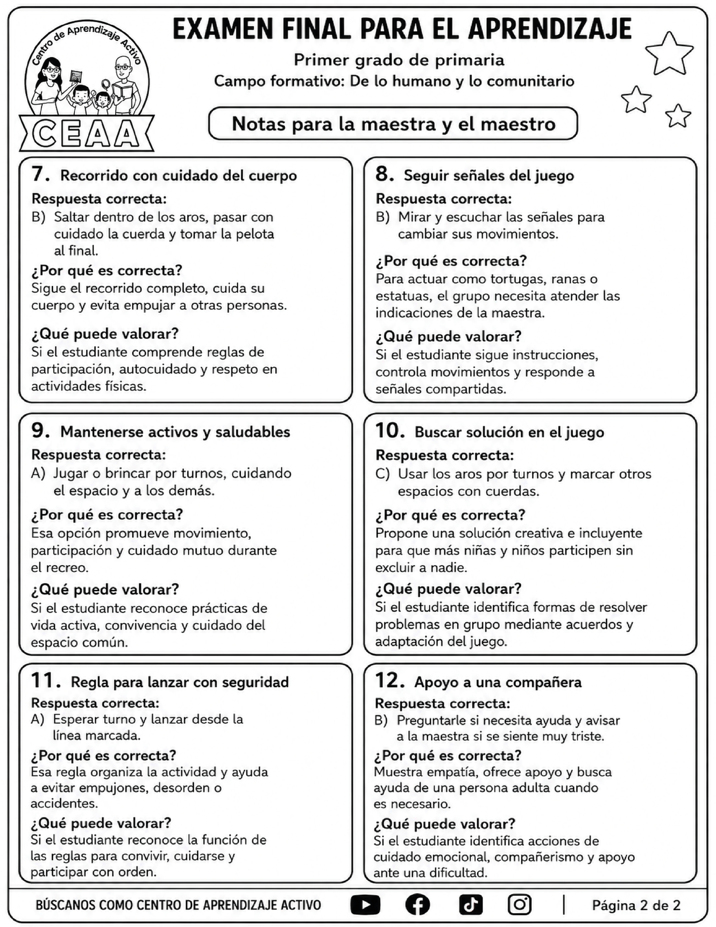 Evaluación Final - Primer Grado de Primaria en PDF