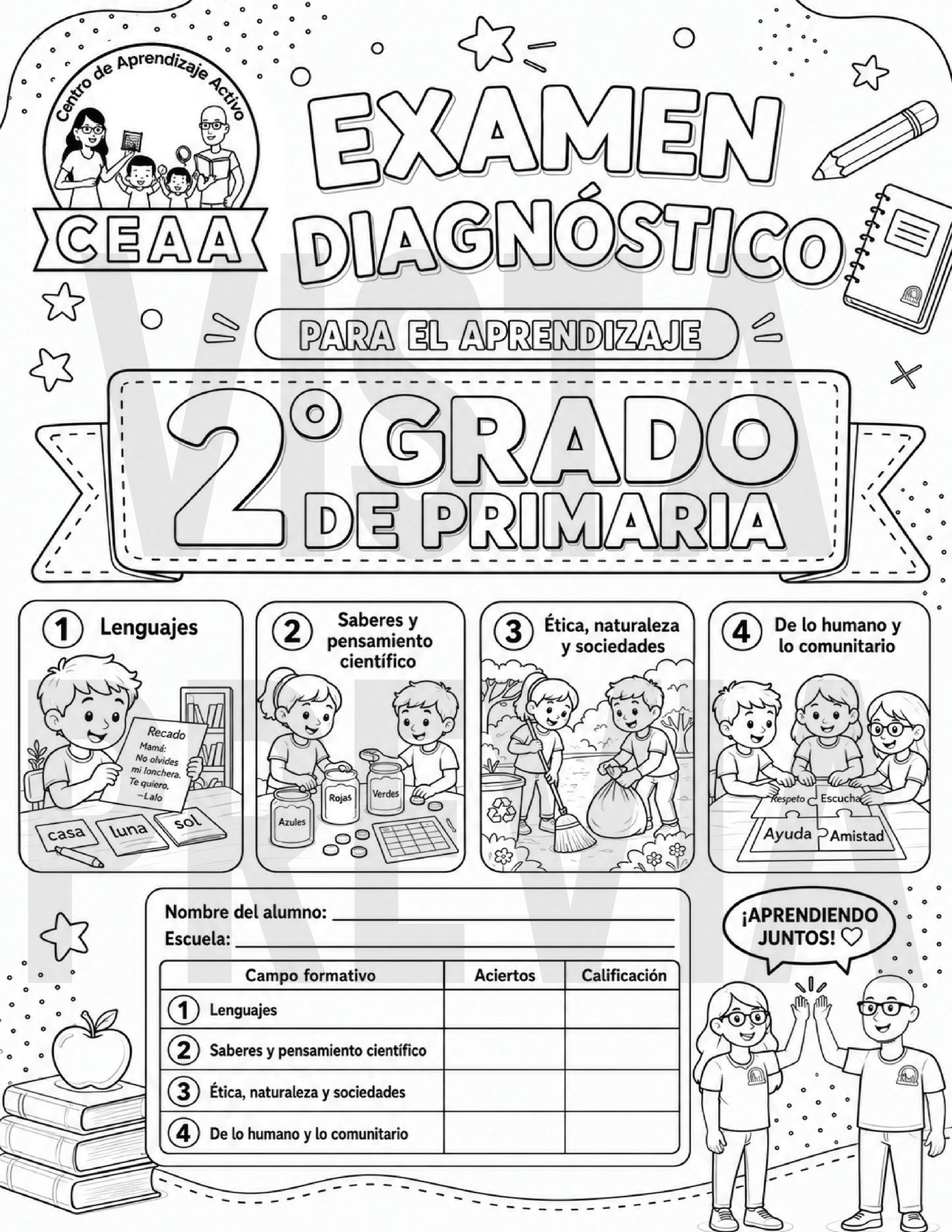 Examen Diagnóstico 2° Grado de Primaria