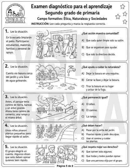 Examen Diagnóstico 2° Grado de Primaria