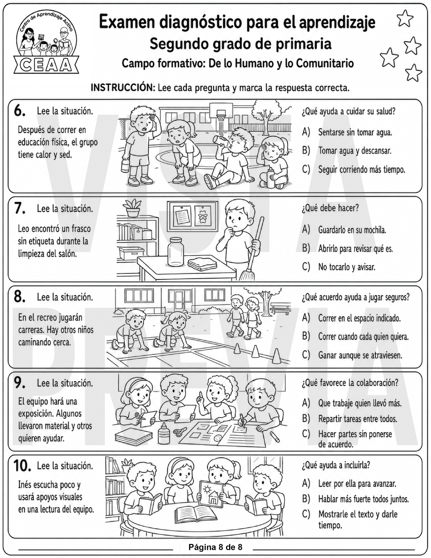 Examen Diagnóstico 2° Grado de Primaria