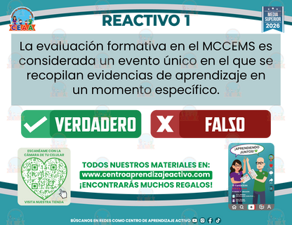 Cuadernillo de Estudio - EVALUACIÓN FORMATIVA EN EL MARCO CURRICULAR COMÚN DE LA EDUCACIÓN MEDIA SUPERIOR PARTE 1 - Verdadero o Falso - Media Superior