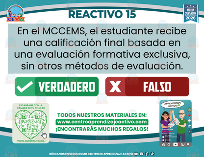 Cuadernillo de Estudio - EVALUACIÓN FORMATIVA EN EL MARCO CURRICULAR COMÚN DE LA EDUCACIÓN MEDIA SUPERIOR PARTE 1 - Verdadero o Falso - Media Superior
