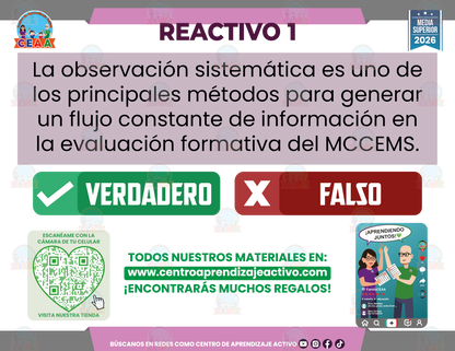 Cuadernillo de Estudio - EVALUACIÓN FORMATIVA EN EL MARCO CURRICULAR COMÚN DE LA EDUCACIÓN MEDIA SUPERIOR PARTE 2 - Verdadero o Falso - Media Superior
